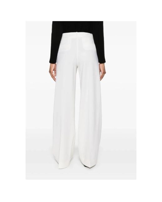 P.A.R.O.S.H. White Relaxed Fit Cream Wide-Leg Trousers
