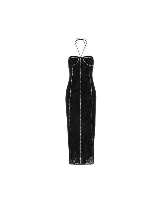 Oseree Kleedjes ,Zwart ,Nylon Gem Midi Jurk in het Black