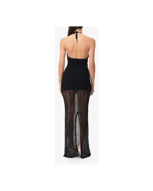 Guess Kleedjes ,Zwart ,Polyester Lange Jurk Met Sphie Stijl in het Black