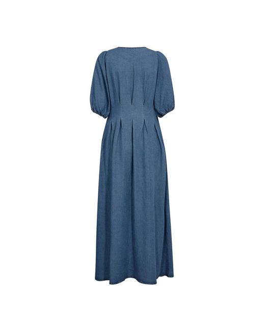 co'couture Kleedjes ,Blauw ,Denim Denim Blauwe Plooi Jurk in het Blue
