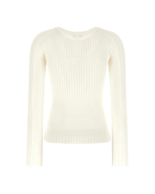 Balmain White Round-Neck Knitwear