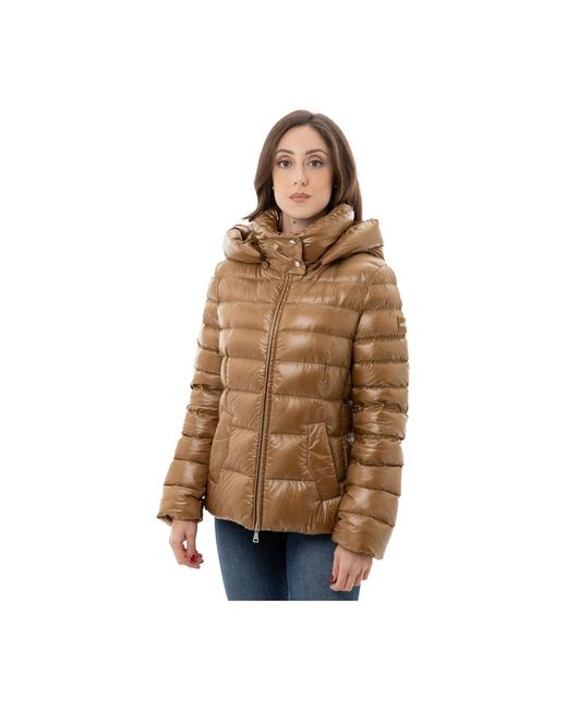 Add Jassen ,Bruin ,Bronzen Hooded Puffer Jas in het Brown