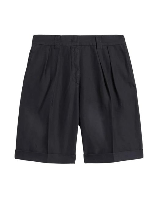 Aspesi Katoen-Linnen Gabardine Bermuda in het Black