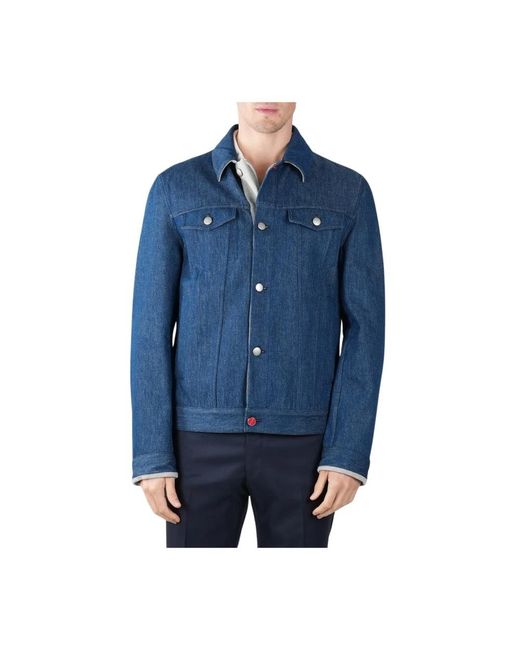 Kiton Denim Katoenen Jas in het Blue voor heren