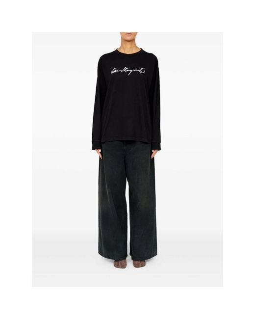 MM6 by Maison Margiela Black Long Sleeve T-Shirts