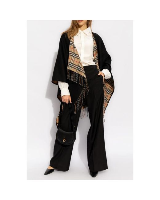 Burberry Jassen ,Zwart ,Wol Wollen Poncho in het Black