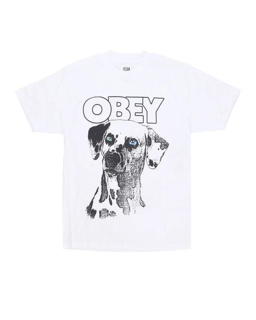 Obey Tops ,Wit ,Katoen Dalmation Print Tee Wit Shirt in het White voor heren