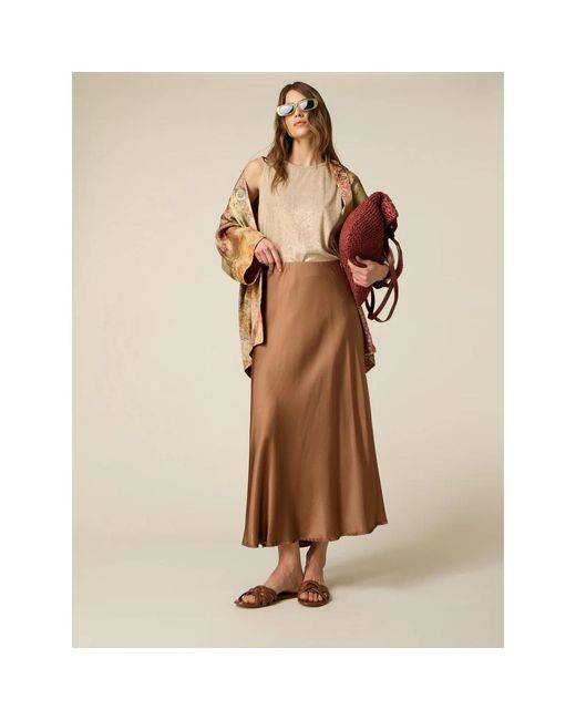 Midi Skirts Oltre de color Brown