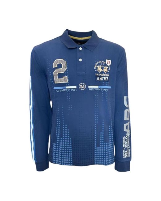 La Martina Blue Polo Shirts for men