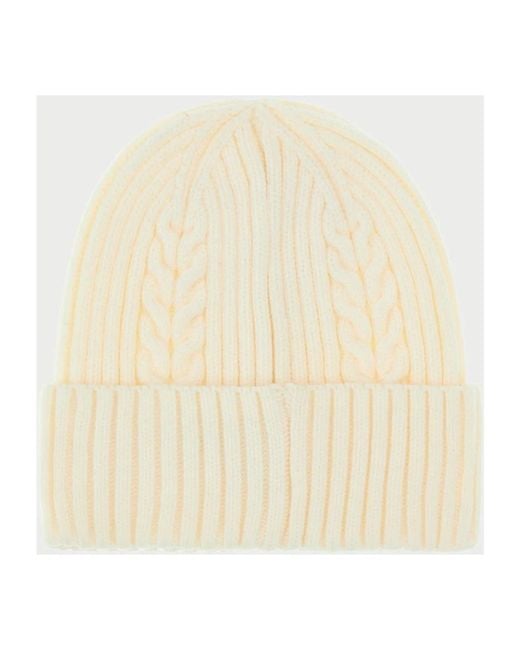 Guess Accessoires ,Wit ,Witte Gebreide Boord Logo Hoed Vrouwen in het Natural