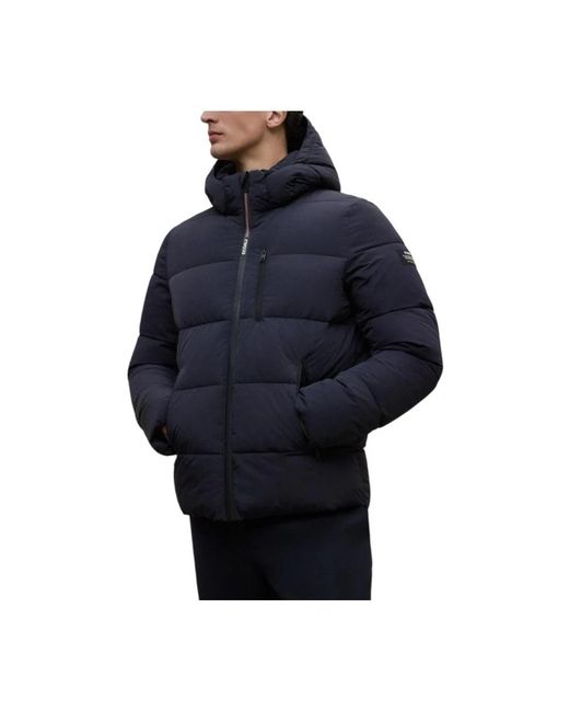 Ecoalf Jassen ,Blauw ,Gewatteerde Hoodie Jas in het Blue voor heren