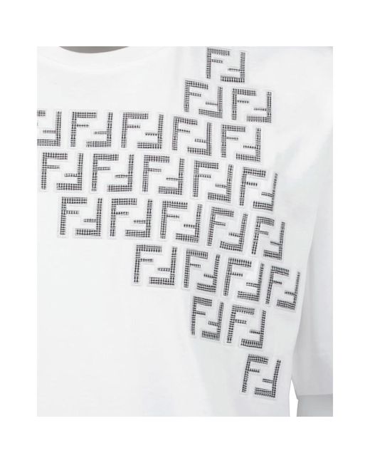 Fendi Besticktes logo t-shirt in White für Herren
