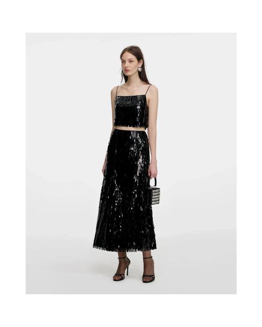 Self-Portrait Black Midi Skirts
