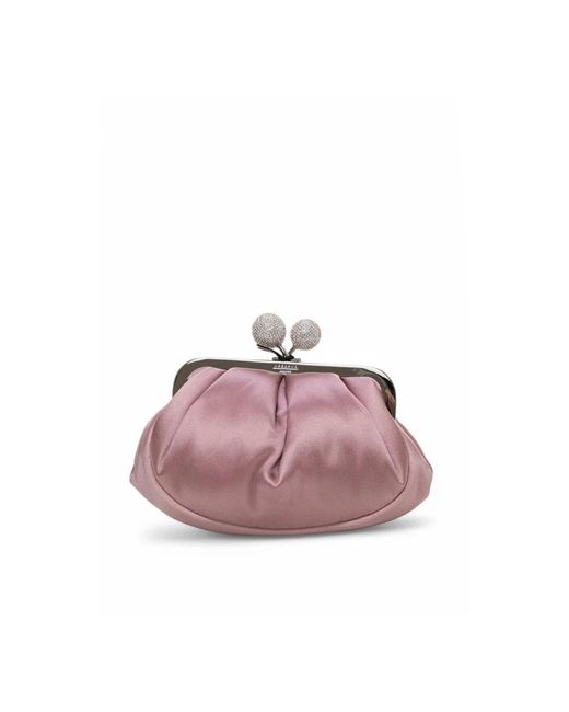 Weekend by Maxmara Pink Kleine Schultertasche Aus Satin Mit Strasssteinen