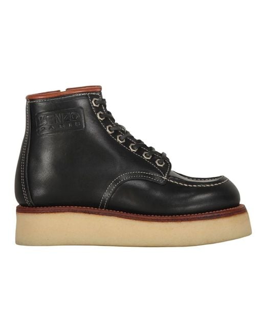 KENZO Black Lace-Up Boots