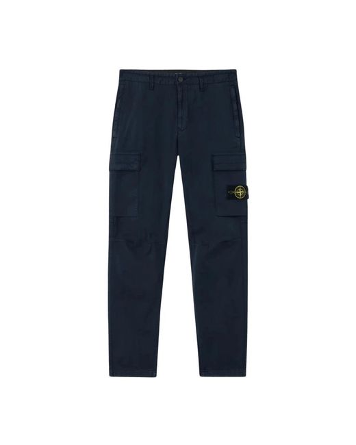 Stone Island Blue Straight Trousers for men