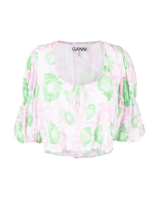 Ganni Green Blouses