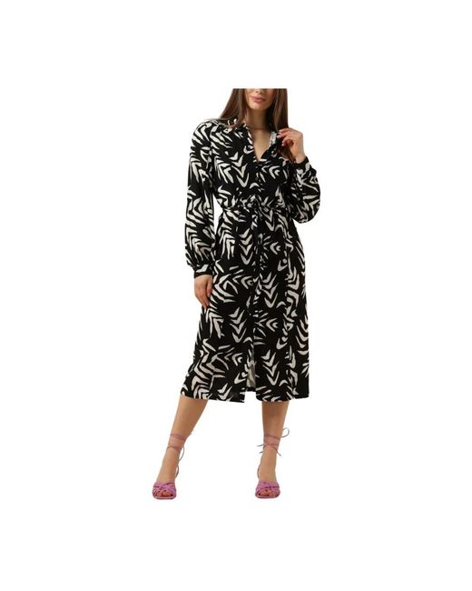 Object Kleedjes ,Zwart ,Elegante Zwarte Midi Jurk in het Black