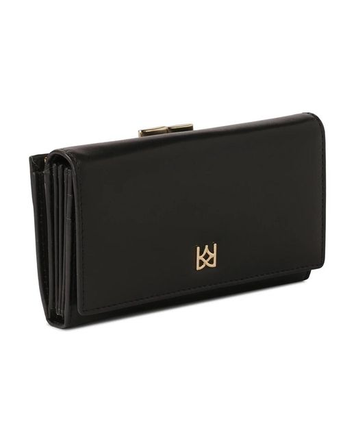 Kazar Accessoires ,Zwart ,Leer Elegante Zwarte Portemonnee Gemaakt Van Natuurlijk Leer in het Black