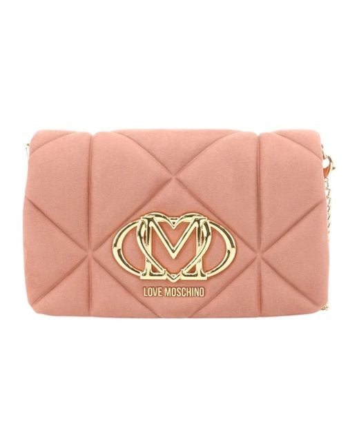 Love Moschino Pink Weiche Schultertasche Aus Gestepptem Stoff