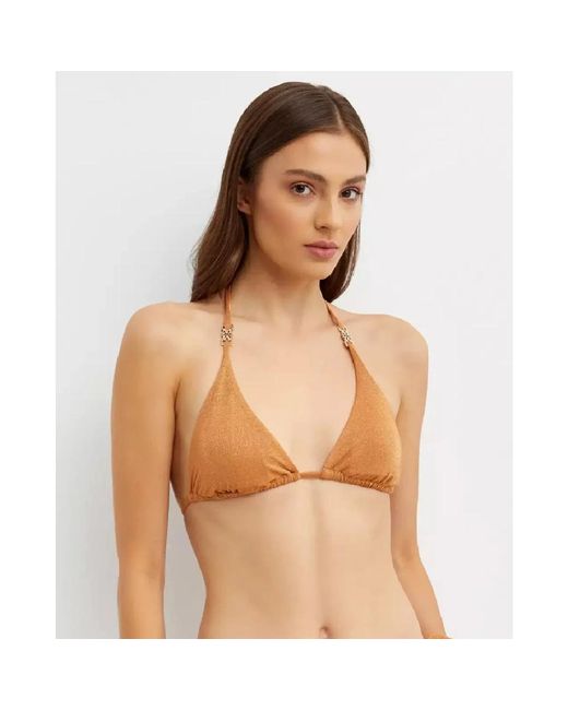 Max Mara Metallic Oranger Triangel Bikini Top