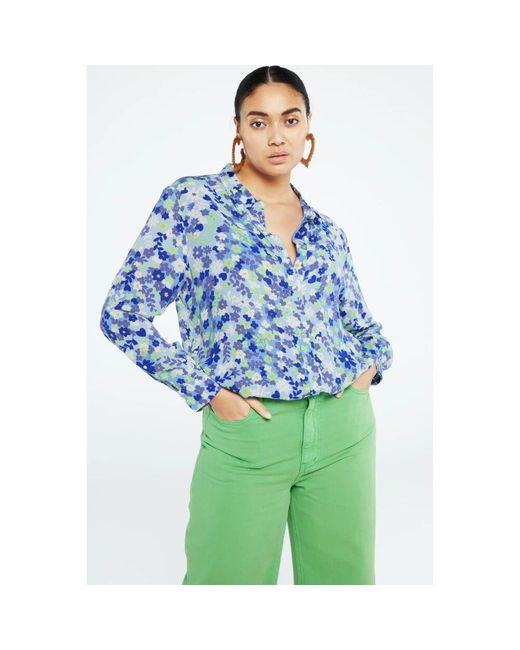 FABIENNE CHAPOT Blue Blaue bluse mit popping flowers