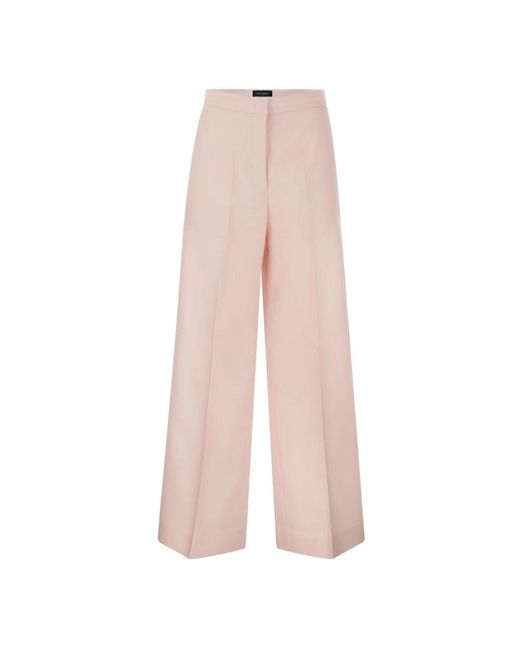 Elegantes pantalones anchos de lana y seda Fabiana Filippi de color Pink
