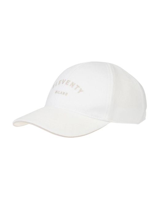 Eleventy Accessoires ,Wit ,Katoen Baseballpet Met Borduursel in het White voor heren