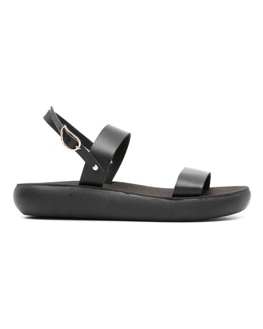 Ancient Greek Sandals Black Flat Sandals