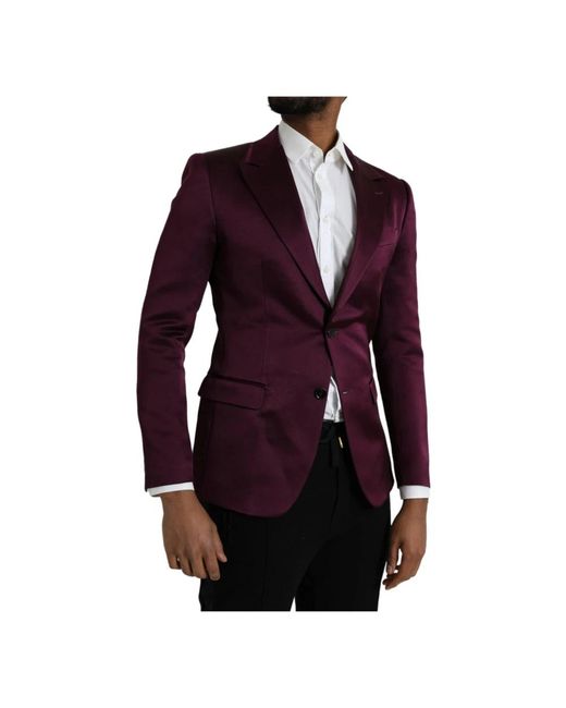 Dolce & Gabbana Maroon seidenblazer tel slim fit in Purple für Herren