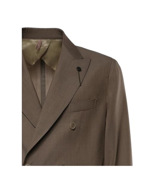 Santaniello Brown Double Breasted Suits for men