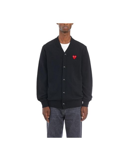 COMME DES GARÇONS PLAY Truien & Vesten ,Zwart ,V-Hals Logo Cardigan Trui in het Black voor heren