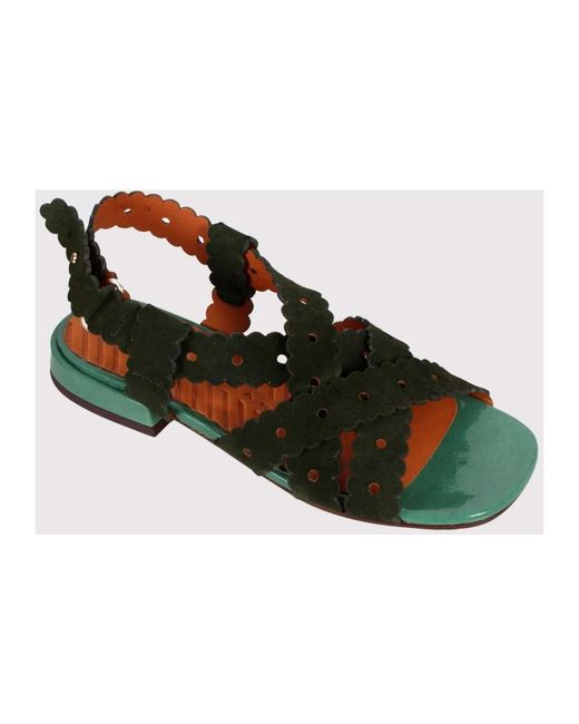 Chie Mihara Green Flat Sandals