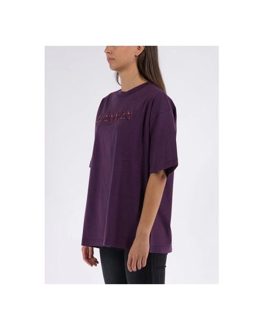 Lanvin Oversized Geborduurd T-Shirt in het Purple