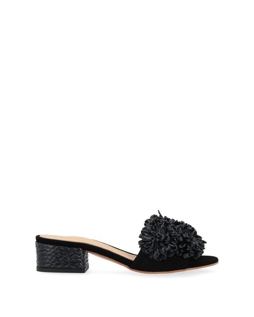 Sandalia de ante negro con flores Paloma Barceló de color Black