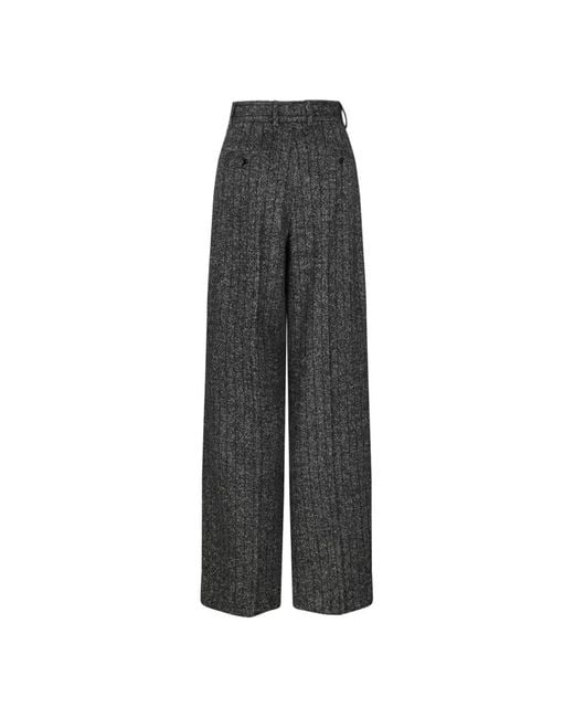 Dolce & Gabbana Donkergrijze Geplooide Tweed Broek in het Gray