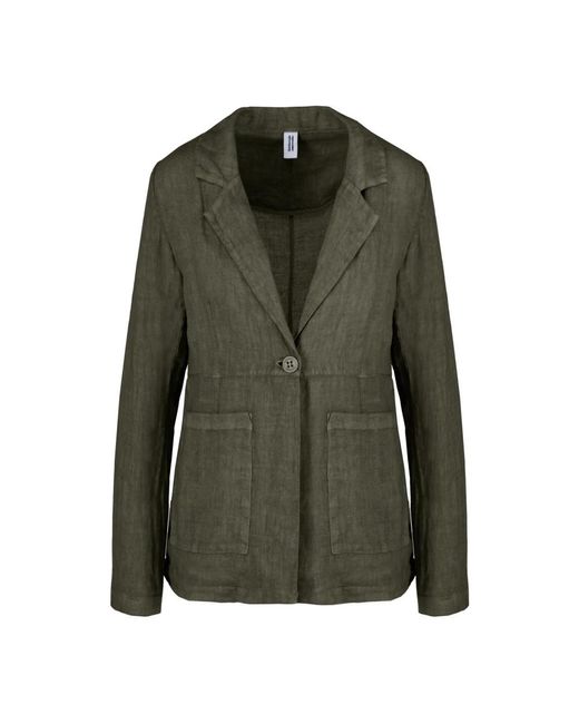 Bomboogie Linnen Blazer Vrouwen Elegant Stijlvol in het Green