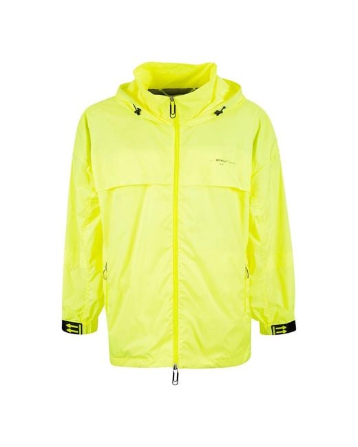 Off-White c/o Virgil Abloh Jassen ,Geel ,Polyester Fluorescerend Gele Windbreaker Jas in het Yellow voor heren