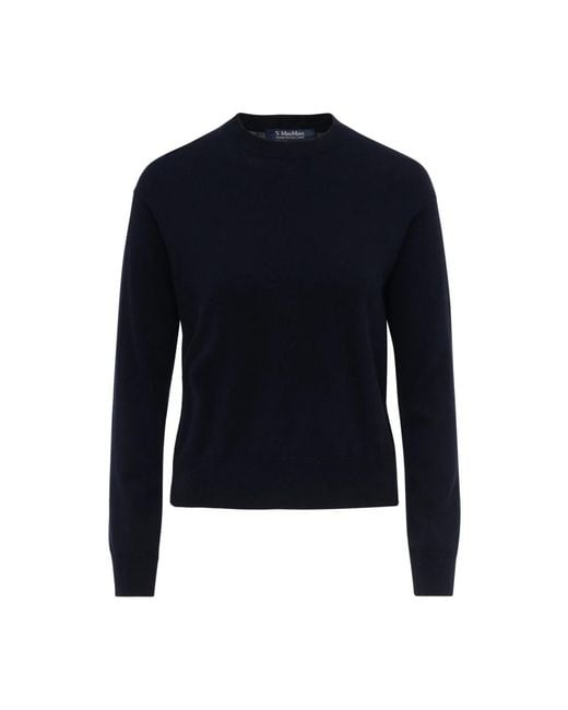 Max Mara Blue Round-Neck Knitwear