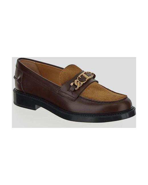 Tod's Brown T-Chain Accessory Loafers