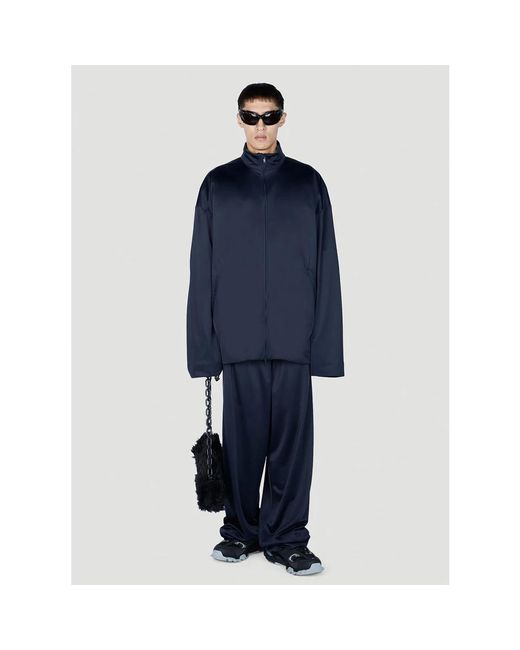 Balenciaga Jassen ,Blauw ,Polyester Sportieve Track Jacket Met Ritssluiting in het Blue voor heren
