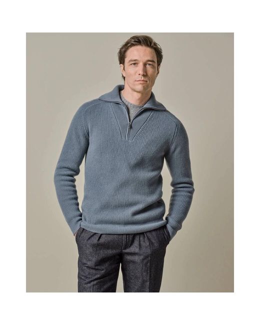 Profuomo Half Zip Blauer Pullover in Blue für Herren