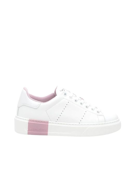 Sneakers in pelle bianca e rosa di Woolrich in White