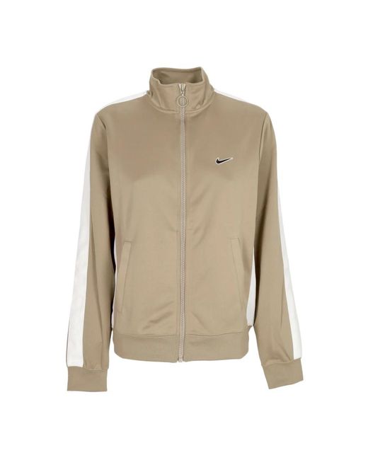 Nike Jassen ,Polyester Poly-Knit Swoosh Tracksuit Jacket in het Natural