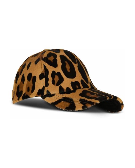 Balmain Brown Kappe Aus „Pony“-Leder Mit Leoparden-Print