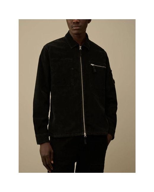 C P Company Zwarte Zip-Up Shirt Met Zakken in het Black voor heren