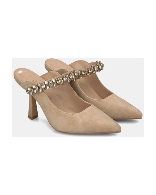 Alma En Pena. Metallic Stilvolle slingback schuh mit verzierter riemen