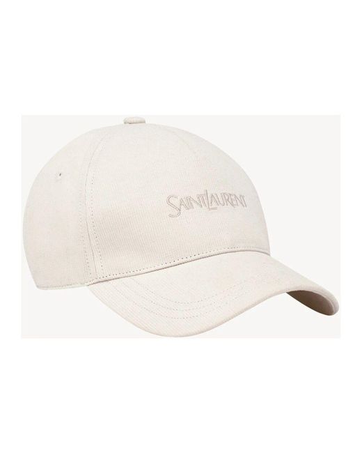 Saint Laurent White Weiße baseballkappe mit gesticktem logo