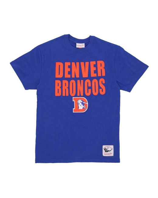 Mitchell & Ness Tops ,Blauw ,Katoen Denver Broncos Nfl T-Shirt in het Blue voor heren