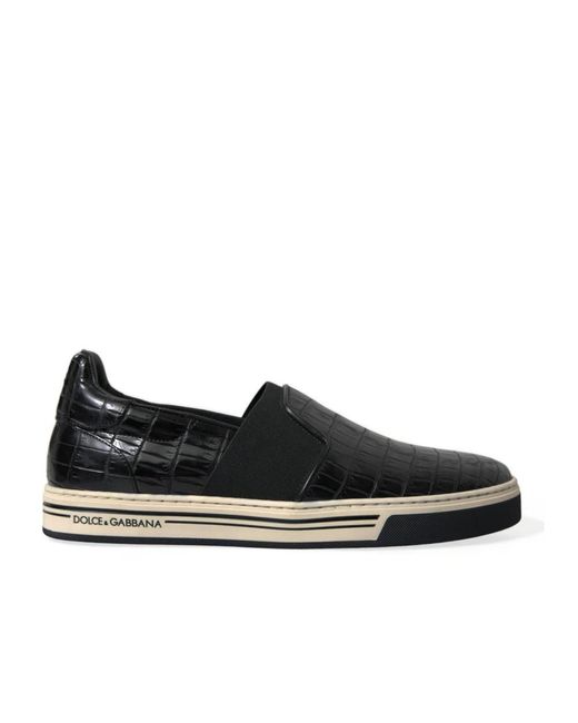 Sneakers Roma sans lacets en crocodile Dolce & Gabbana pour homme en coloris Black